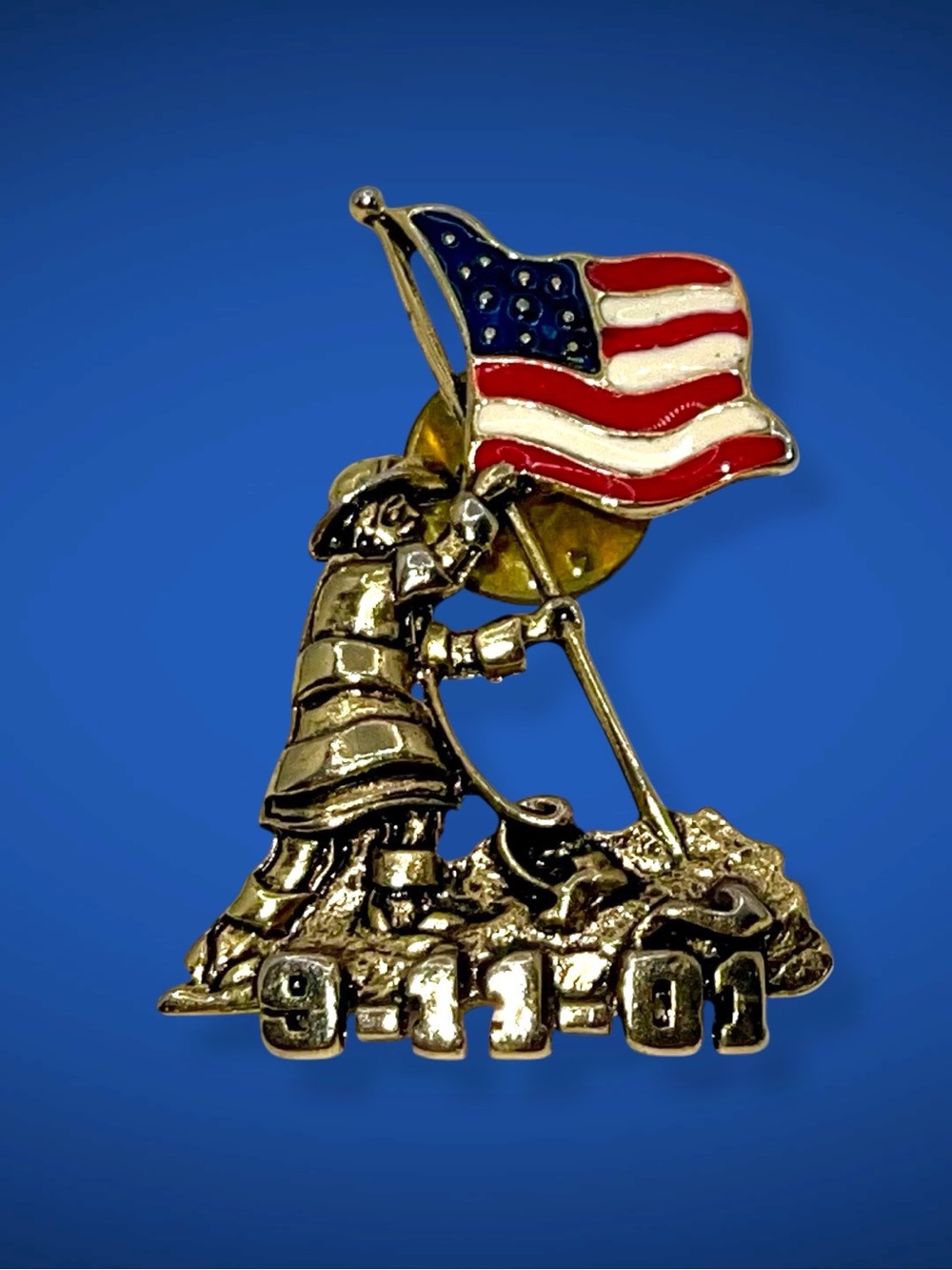 Vintage 9/11 Memorial Firefighter Flag Raising Lapel Pin Unisex